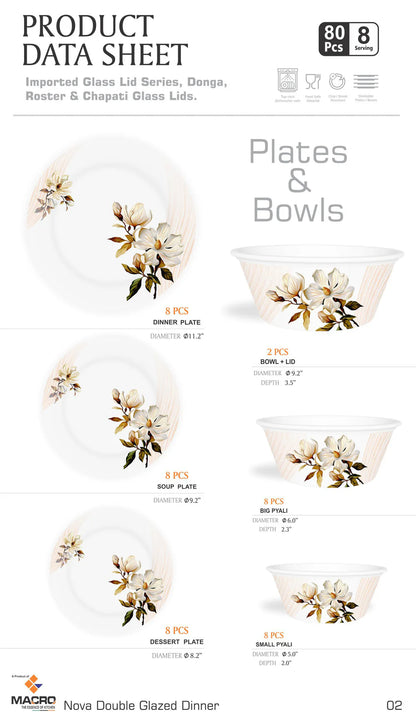 NOVA 80-Piece Double Glaze Melamine Dinner Set | Complete 15-Person Tableware Set