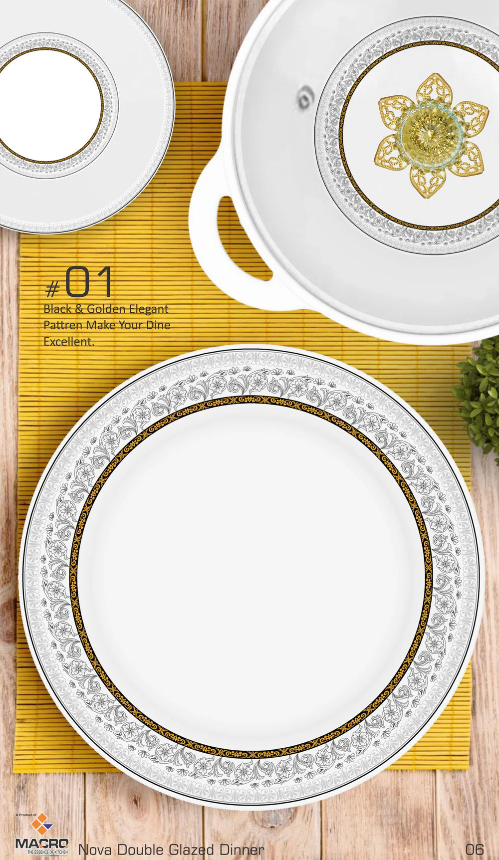 NOVA 80-Piece Double Glaze Melamine Dinner Set | Complete 15-Person Tableware Set
