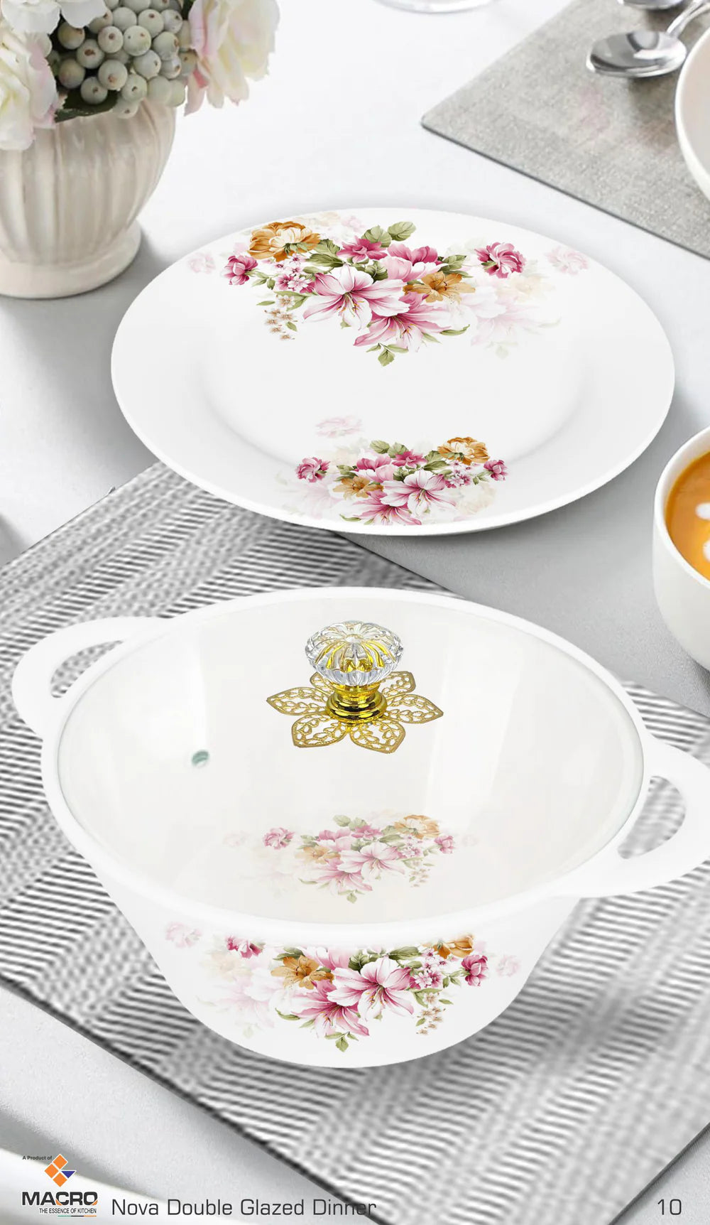 NOVA 80-Piece Double Glaze Melamine Dinner Set | Complete 15-Person Tableware Set