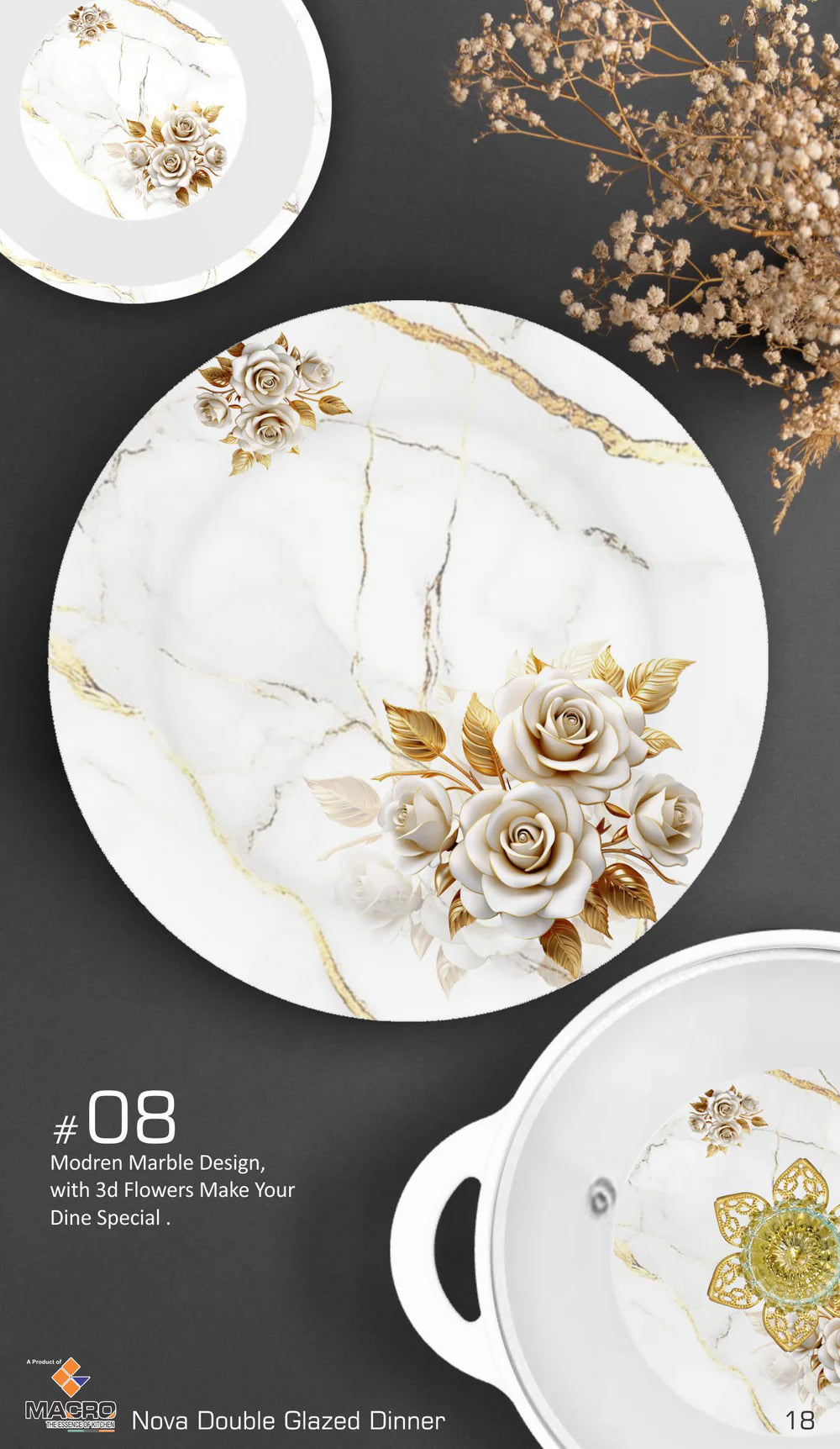 NOVA 80-Piece Double Glaze Melamine Dinner Set | Complete 15-Person Tableware Set