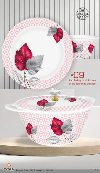 NOVA 80-Piece Double Glaze Melamine Dinner Set | Complete 15-Person Tableware Set