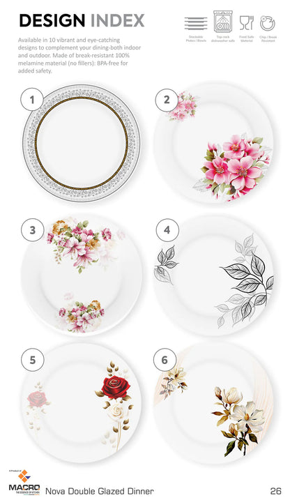 NOVA 80-Piece Double Glaze Melamine Dinner Set | Complete 15-Person Tableware Set