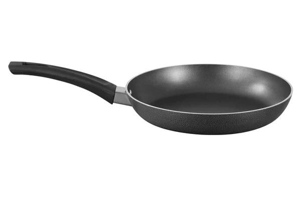 Black frying pan on a white background