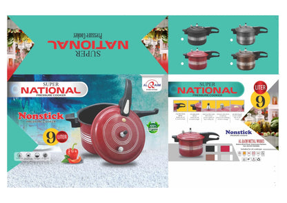 Super National 9 Liter Non-Stick Pressure Cooker | Heavy Anodized | Fast & Healthy Cooking