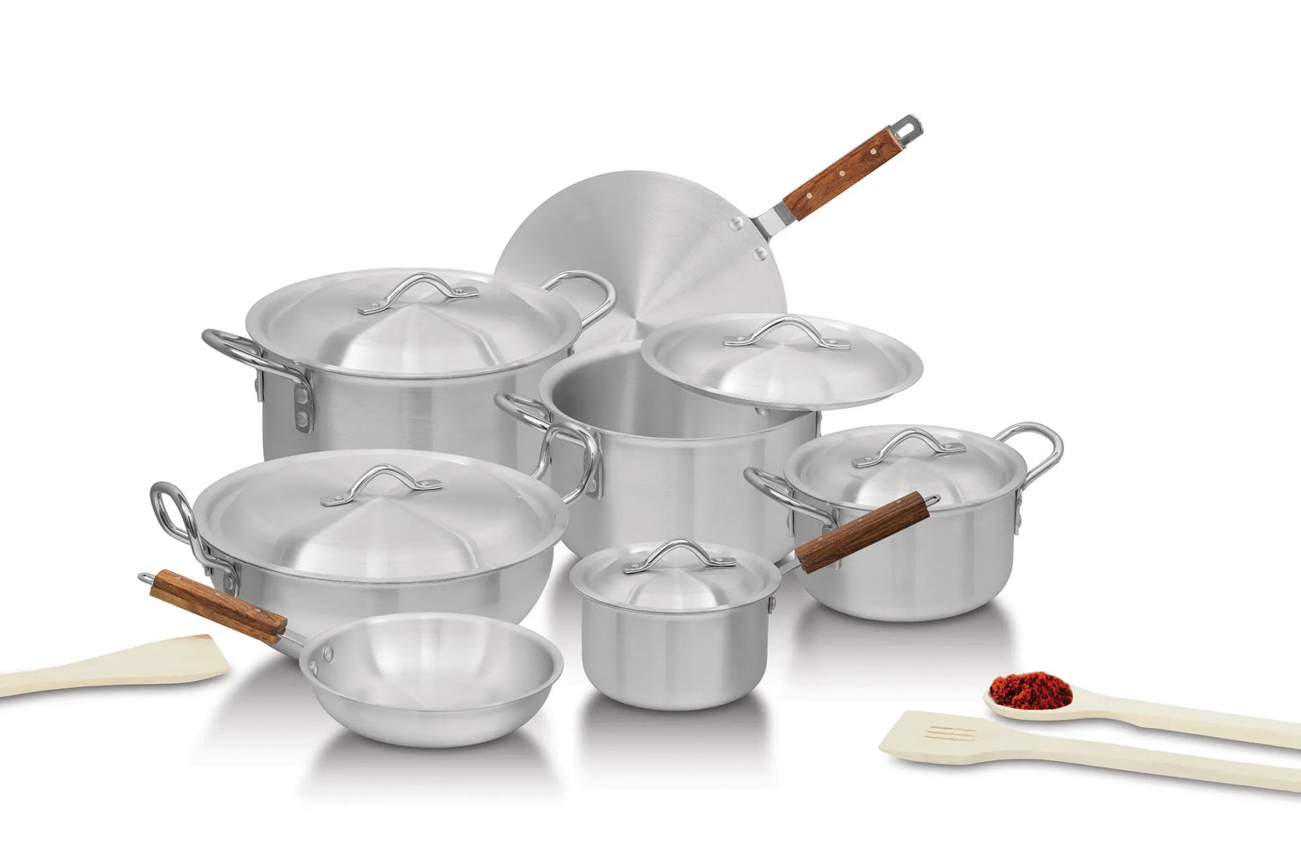 Diamond Crown 15-Piece Aluminum Cookware Set | High Gauge Metal Finish | Complete Kitchen Set