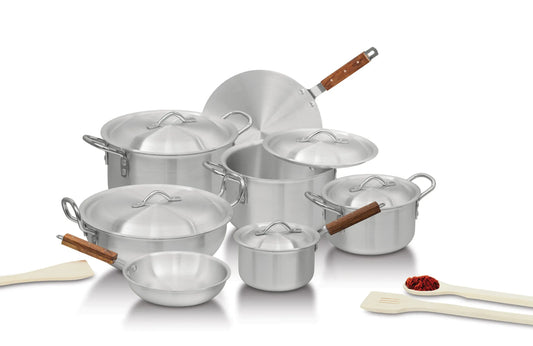 Diamond Crown 15-Piece Aluminum Cookware Set | High Gauge Metal Finish | Complete Kitchen Set