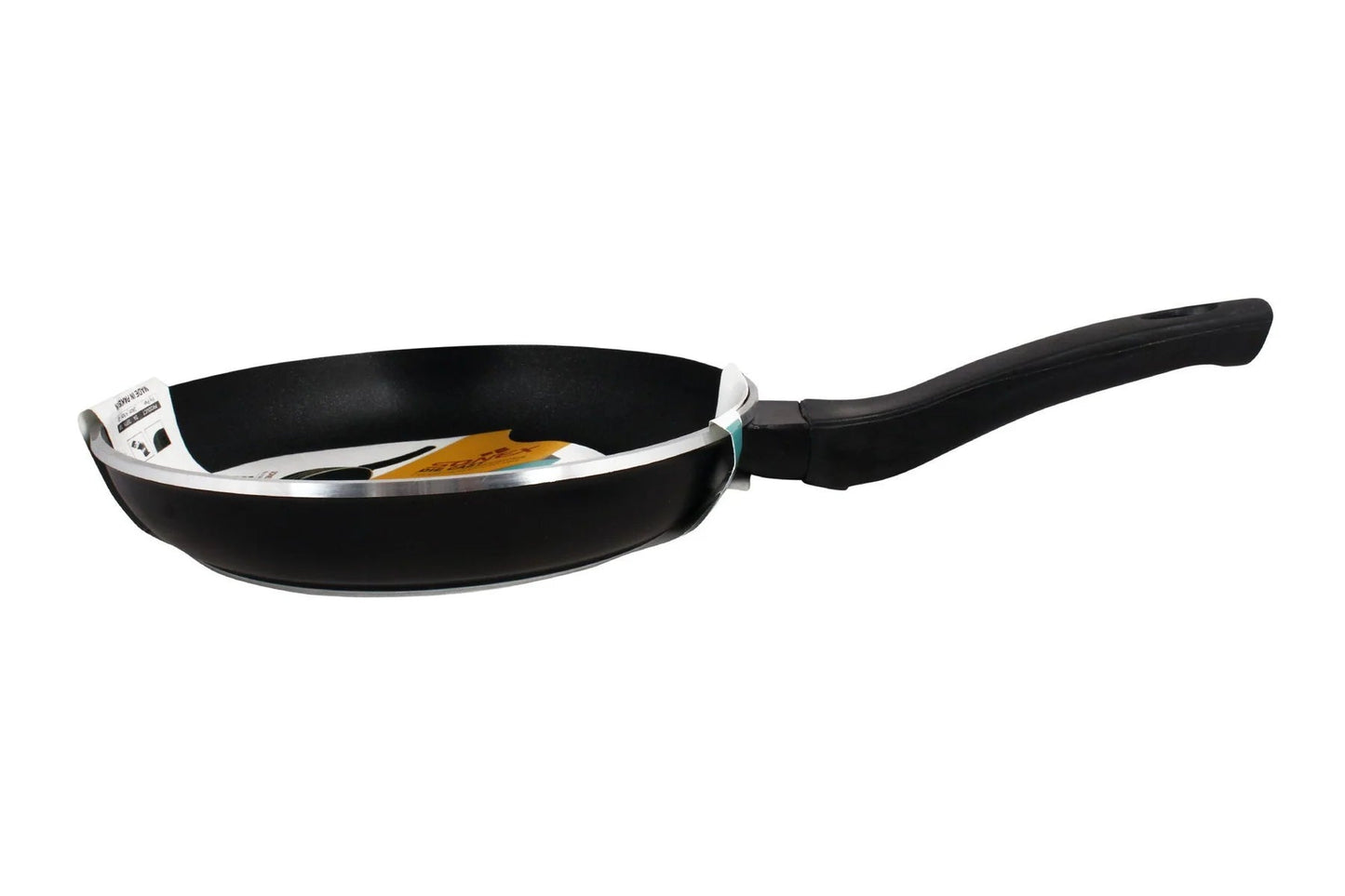 Black frying pan on a white background